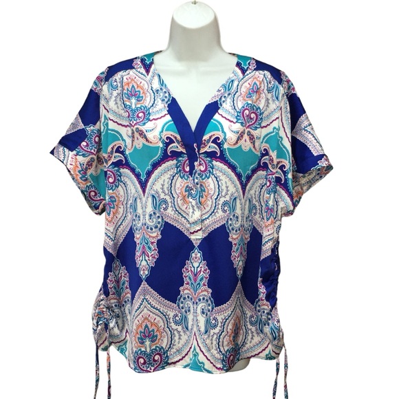Chico's Tops - CHICO’S Blue Paisley Cinch Sides Top - Women’s 2 (US)Large